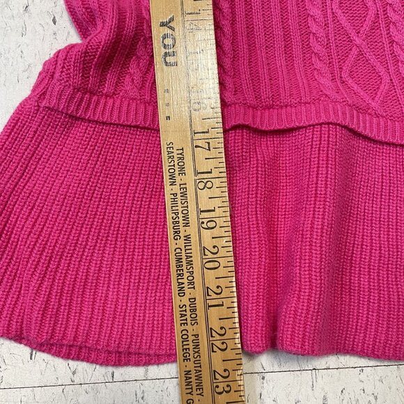 Talbots Peplum‎ Sweater Women's Petites MP Pink Barbiecore Cotton/Cashmere Blend - Picture 5 of 6